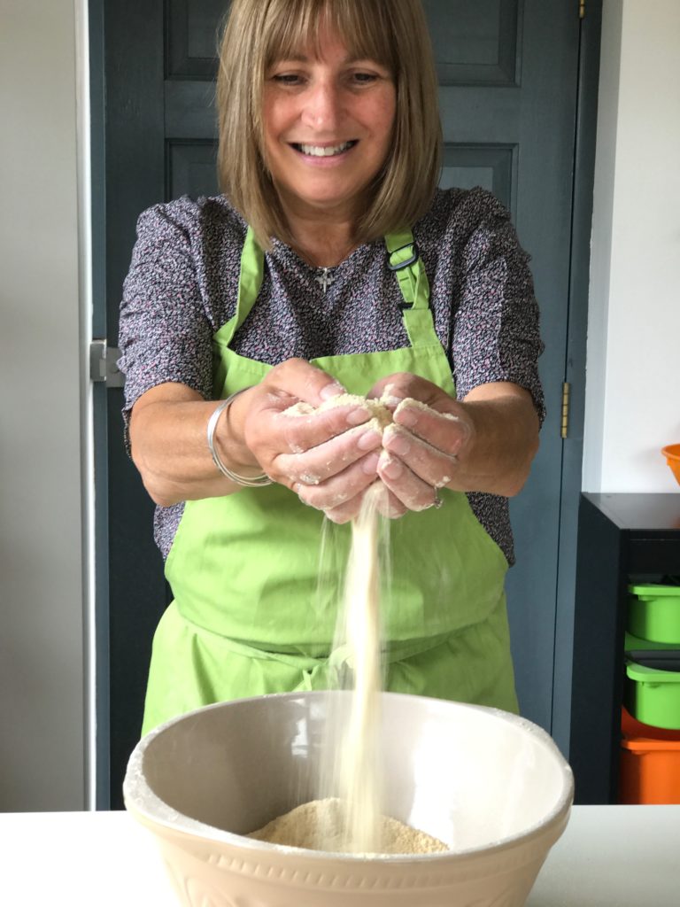 Freshly-milled kamut flour ready for baking!