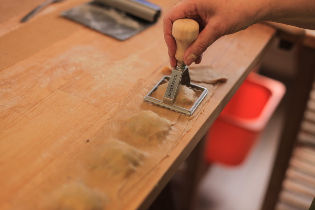 Use the ravioli press to shape your pasta!